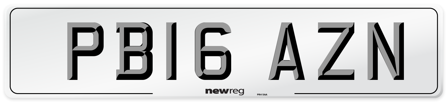 PB16 AZN Number Plate from New Reg